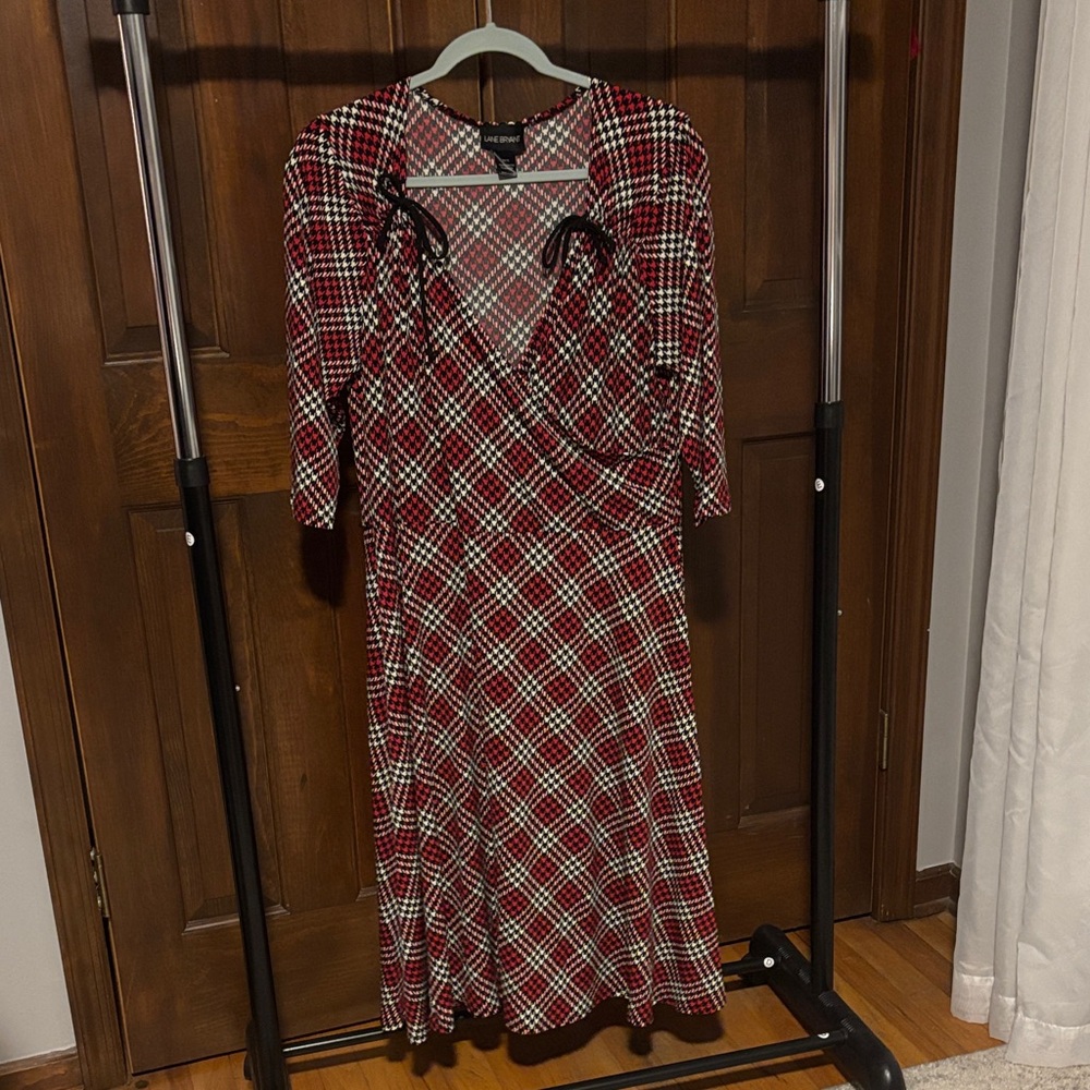 Lane Bryant Red and Black Plaid Long Sleeve Dress